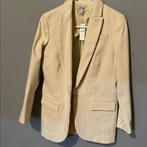 J. Crew Beige Blazer with Pinstripes